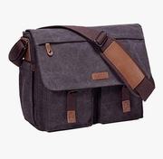 VASCHY wodoodporna torba na ramię w stylu vintage, cerata 15,6"