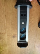 Gniazdo chowane wpuszczane w blat FI60 GTV srebrne gniazdko potrójne 3G