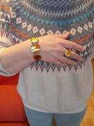 BRANSOLETA i PIERŚCIEŃ BURSZTYN BAŁTYCKI stal szlach. odcień PLATYNA