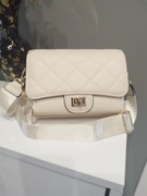 Mała alaChanelka torebko portfel beż miejsce na karty pasek sportowy  