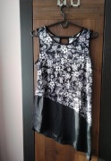 Bluzka bez rękawów asymetryczna bluzka floral S top
