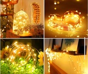 Lampki LED na energię słoneczną. 32 m. Ciepłe (żółte) światło. 