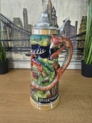 Duży kufel myśliwski ORIGINAL KING – Niemcy – z cynową pokrywą