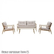 Meble ogrodowe kawowe tarasowe na balkon beżowe zestaw wypoczynkowy