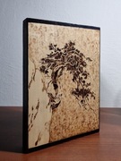 Drzewko bonsai (bonzaj) deska lipowa 20x15x2 (Japonia, obraz, pirografia)