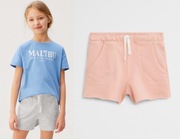 MANGO 2 x bawełniane spodenki szorty różowe + szare 9 lat