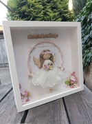 Ramka pamiątka anioł stróż dekoracja chrzest  komunia anioł w ramce 