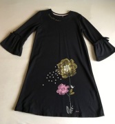 Granarowa sukienka z kwiatkiem - Endo - rozm. 158-164