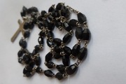 Przedwojenny Różaniec-czarne paciorki. Długi- Art deco 