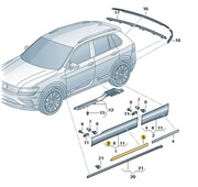 Chrom drzwi lewe przód Volskwagen Tiguan II Lift R-Line 5NA853331