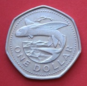 1  Dolar 1989  r -     Barbados  Latająca ryba   stan !!!