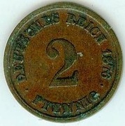 2 PFENNIG 1876 D - piękny stan !!!
