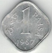 Indie 1 pajsa paisa 1967 H - 17 mm - Hajdarabad