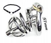 Pas cnoty Chastity cage klatka na penisa Stalowy Dilator + Pasek 57mm oring