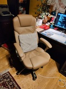Fotel Biurowy Krzesło Biurowe do Biurka obrotowe na kółkach, beżowy