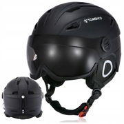 Kask narciarski, snowboardowy z wizjerem i nausznikami rozmiar L czarny