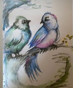 Obraz Akwarela „Negocjacje”  oryginał format A3 