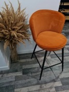 Krzesło hoker stylowy pomarańcz welur