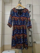 Sukienka letnia 38 damska esmara niebieska we wzory suknia lekko obudowan