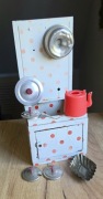 Kuchnia metalowa PRL garnuszki kuchenka mebelki vintage 
