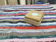 świecznik drewniany na tealighty vintage upcykling  złoty