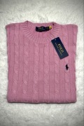 Polo Ralph Lauren sweter vintage cable knit różowy basic M unisex