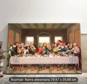 Ostatnia wieczerza Obraz święty na płótnie ramka drewno religijny 40cm 30cm