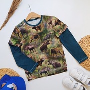 Bluzka 128 w łosie długi rękaw elastyczna miękka wygodna łoś efektowna