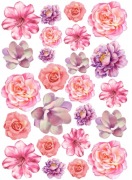 OPŁATEK KWIATY WAFLOWE KOLOROWE RÓŻOWE  RÓŻE NA TORT