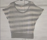 Bluzka sweterek r. M motyl cienka pasy crop Len