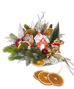 Świąteczny bożonarodzeniowy stroik na stół naturalne plastry pomarańczy 