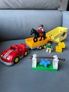 Lego duplo stajnia kamper Vintage Auto z przyczepą, koń, figurki przeszkoda