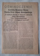 oświadczenie ministrów Obrony pańsw Układu Warszawskiego
