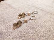 Unikalne kolczyki z kwarcu dymnego z perłą rękodzieło | Srebro 925 