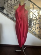 Chusta szal pareo sarong jedwabna czerwona 180 cm x 90 cm plaża wakacje