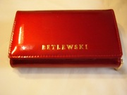 Portfel Betlewski Nowy czerwony, lakierowany, skórzany z RFID