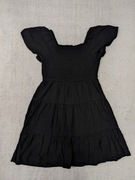 Czarna lniana elegancka sukienka hiszpanka Primark 164 jak nowa