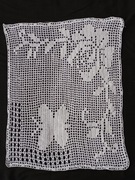 Nowa duża serwetka  biała kwiat motyl hand made