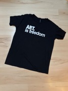 Czarny T-shirt Stradivarius Rozmiar L Napis Art is freedom