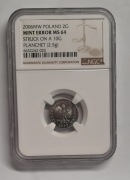 2 gr 2006  PRÓBA miedzionikiel wybity na krążku 10 groszy NGC MS64 RZADKA !
