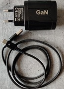 Ładowarka  GaN 65W uniwersalna + kabel 1m 7A. Dwa wyjścia USB i PD. 