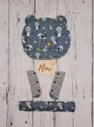 Zestaw do wózka miś ochraniacze pasy pałąk bawełna premium + velvet