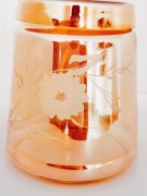 **miodowa bomboniera herbatnica szlifowane szkło iryzowane 1930+