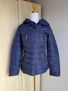 Granatowa, niebieska, pikowana kurtka damska, rozmiar M