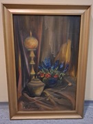 Obraz olej na płótnie martwa natura w złotej ramie