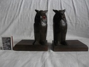 STARE PODPÓRKI DO KSIĄŻEK RZEŹBA SOWY DREWNO