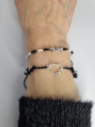 ZESTAW bransoletki pleciona z kamieniami hematyt rubin serce nieskończoność