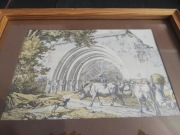 Stara reprodukcja Saksonia drewniana rama