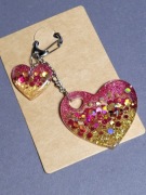 Brelok zawieszka Różowo-Złote Serce do kluczy RĘKODZIEŁO HANDMADE