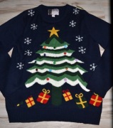 71^ cedar wood Świąteczny sweter kolorowa choinka XL